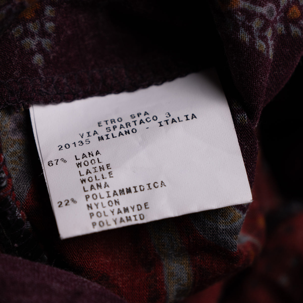 Archival ETRO Milano Paisley Wool Jersey Top 90s Heritage Print Made in Italy Size IT 42 S Curated Vintage