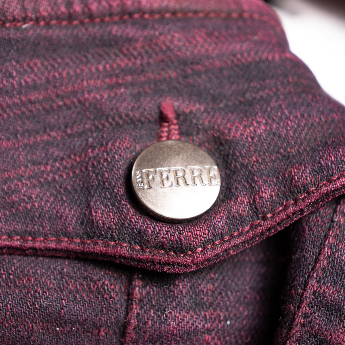 Archival Gianfranco Ferre Jeans Jacket NWT Deadstock Burgundy Denim Corset Back Y2K Ittierre Made in Italy Size M Fits XS S