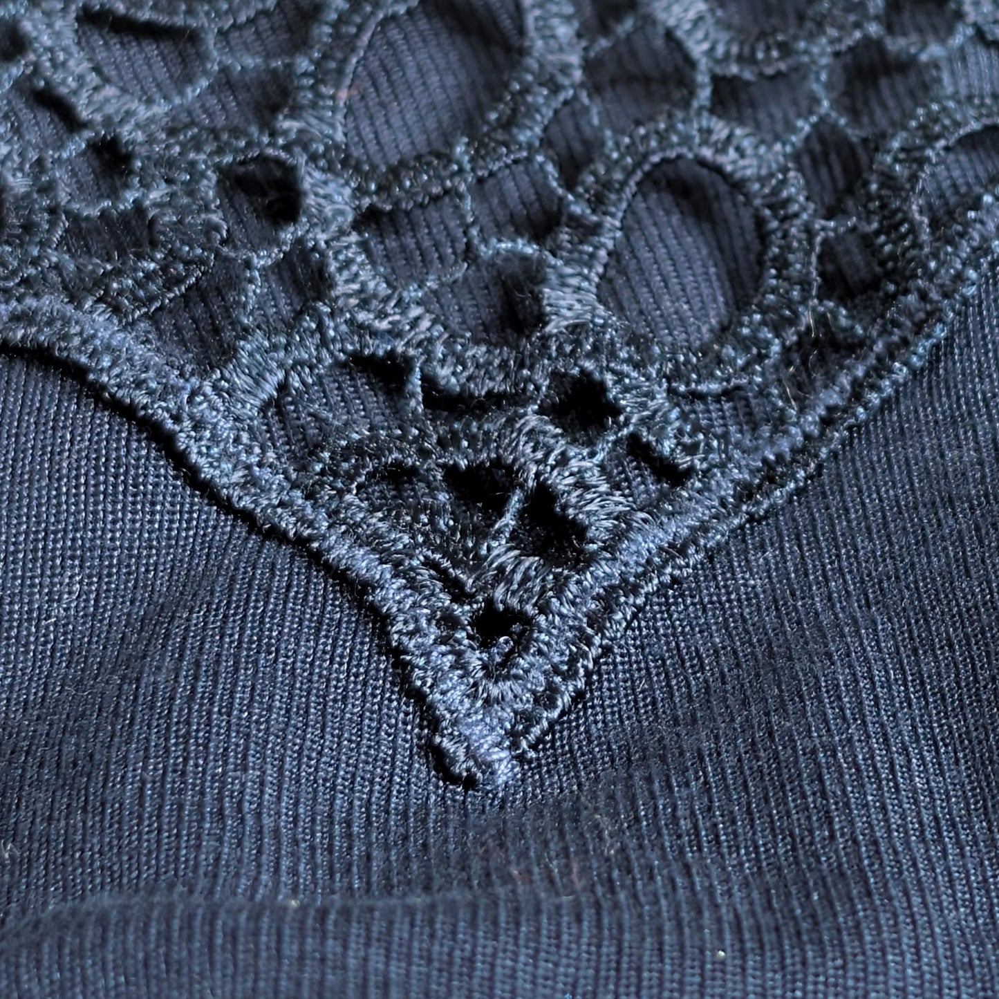 Archival La Perla Tricot Navy Blue Bodysuit 90s Italian Lingerie Embroidered Tulle NOS Deadstock Size S IT 2 Museum Grade