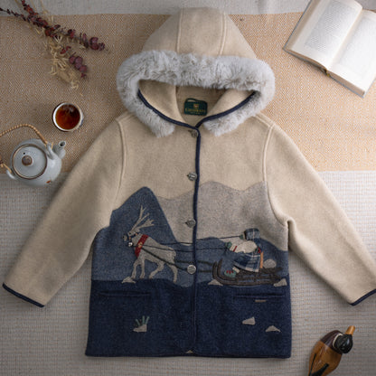 **SOLD: ARCHIVAL GIESSWEIN 1980s BOILED WOOL EMBROIDERED WINTER COAT**
