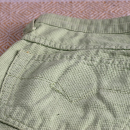 Vintage Versace Jeans Couture Lime Green Trousers | Textured Cotton | 90s Mom Fit | Silver Medusa | Size W30 (Fits EU 38) | High waisted