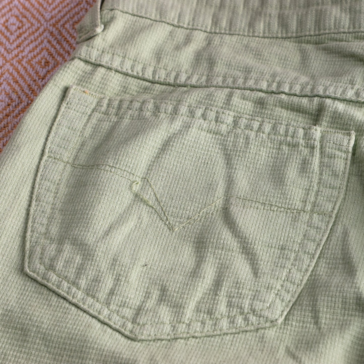 Vintage Versace Jeans Couture Lime Green Trousers | Textured Cotton | 90s Mom Fit | Silver Medusa | Size W30 (Fits EU 38) | High waisted
