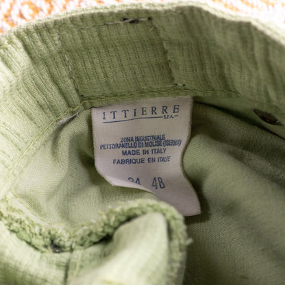 Vintage Versace Jeans Couture Lime Green Trousers | Textured Cotton | 90s Mom Fit | Silver Medusa | Size W30 (Fits EU 38) | High waisted
