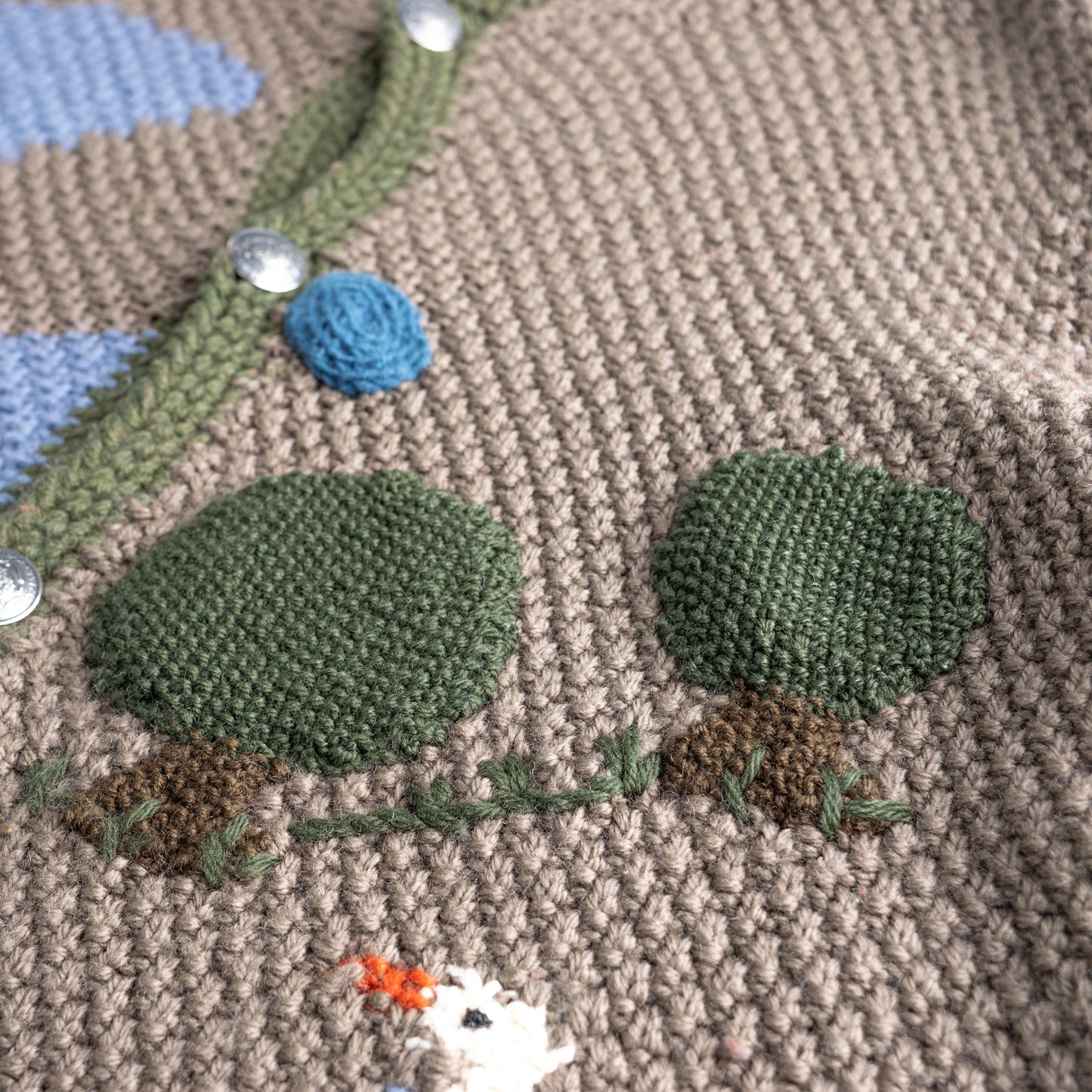 VINTAGE Italian ALPINE Udine Hand Knit Cardigan Coin Buttons OVERSIZED