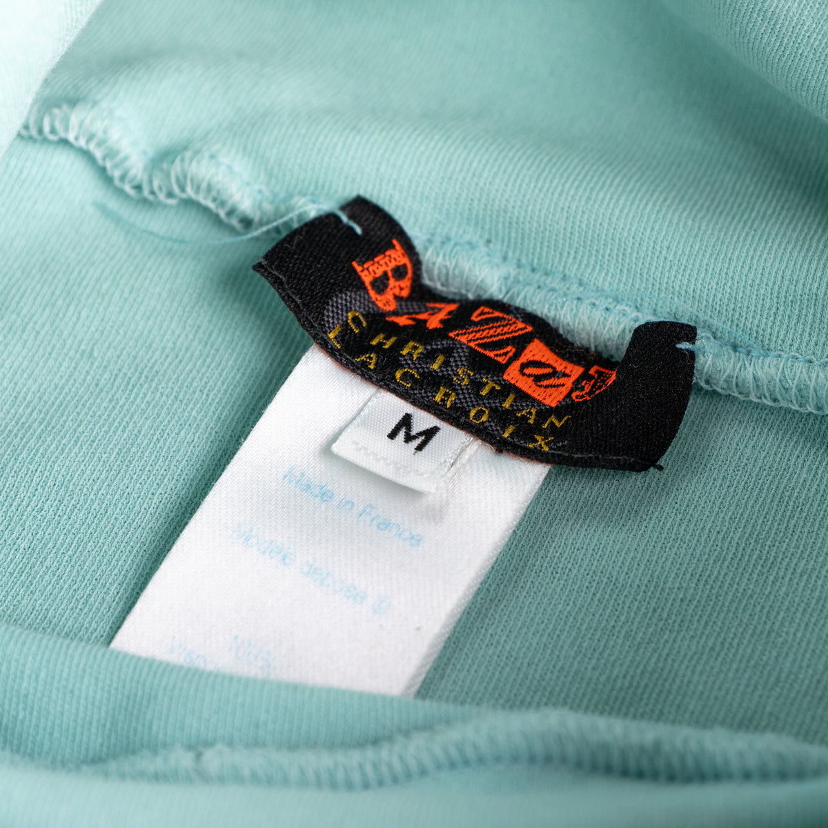 Christian Lacroix Bazar Rare Vintage Top Iconic Pop Art Face Print 90s Archival Zip Turtleneck Aqua Blue Graphic Tee Art to Wear Size M