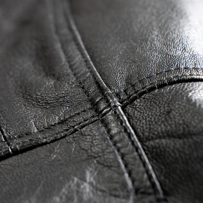 Deadstock Vintage Leather Blazer XX by Mexx 90s Black Leather Jacket Longline Quilted Lining Minimalist Matrix Style Y2K M
