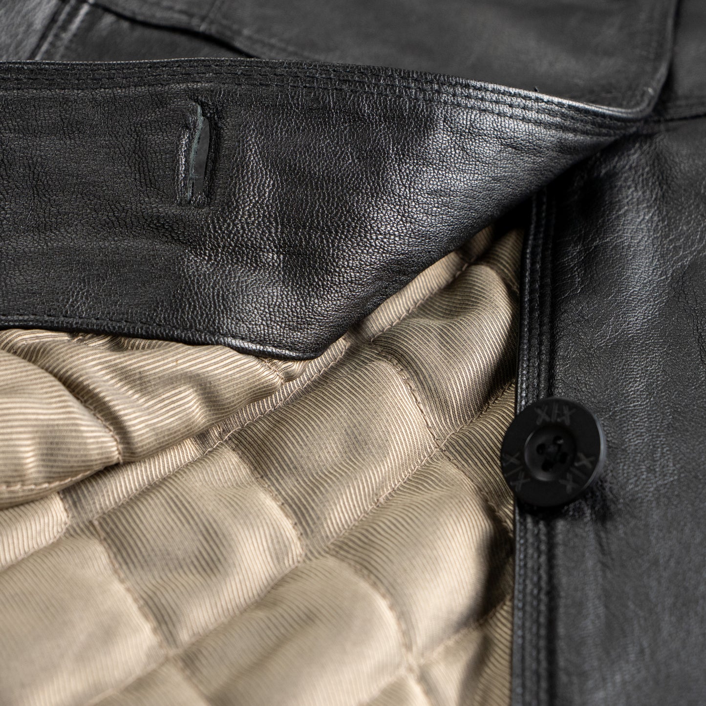 Deadstock Vintage Leather Blazer XX by Mexx 90s Black Leather Jacket Longline Quilted Lining Minimalist Matrix Style Y2K M