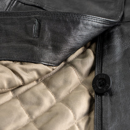 Deadstock Vintage Leather Blazer XX by Mexx 90s Black Leather Jacket Longline Quilted Lining Minimalist Matrix Style Y2K M