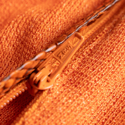 Archival Gianni Versace 3-Piece Knit Set 1990s Cyber Metallic Neon Orange Snake Embossed Leather Trim Futuristic Skirt Suit Gilmar BVM S
