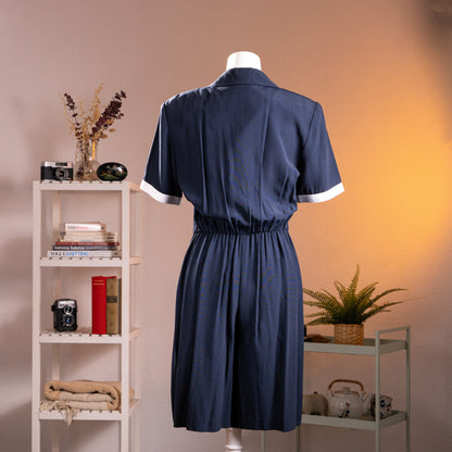 Archival Joseph Ribkoff Nautical Jumpsuit 80s Strong Shoulder Power Suit Trompe L'Oeil Deadstock Museum Quality Size US 10 M S