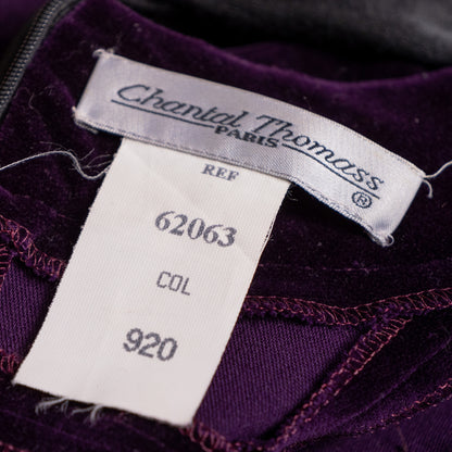Archival Chantal Thomass Paris Velvet Tuxedo Dress 90s Plum Purple Silk Satin Trim Dark Glamor Whimsigoth Size XS S