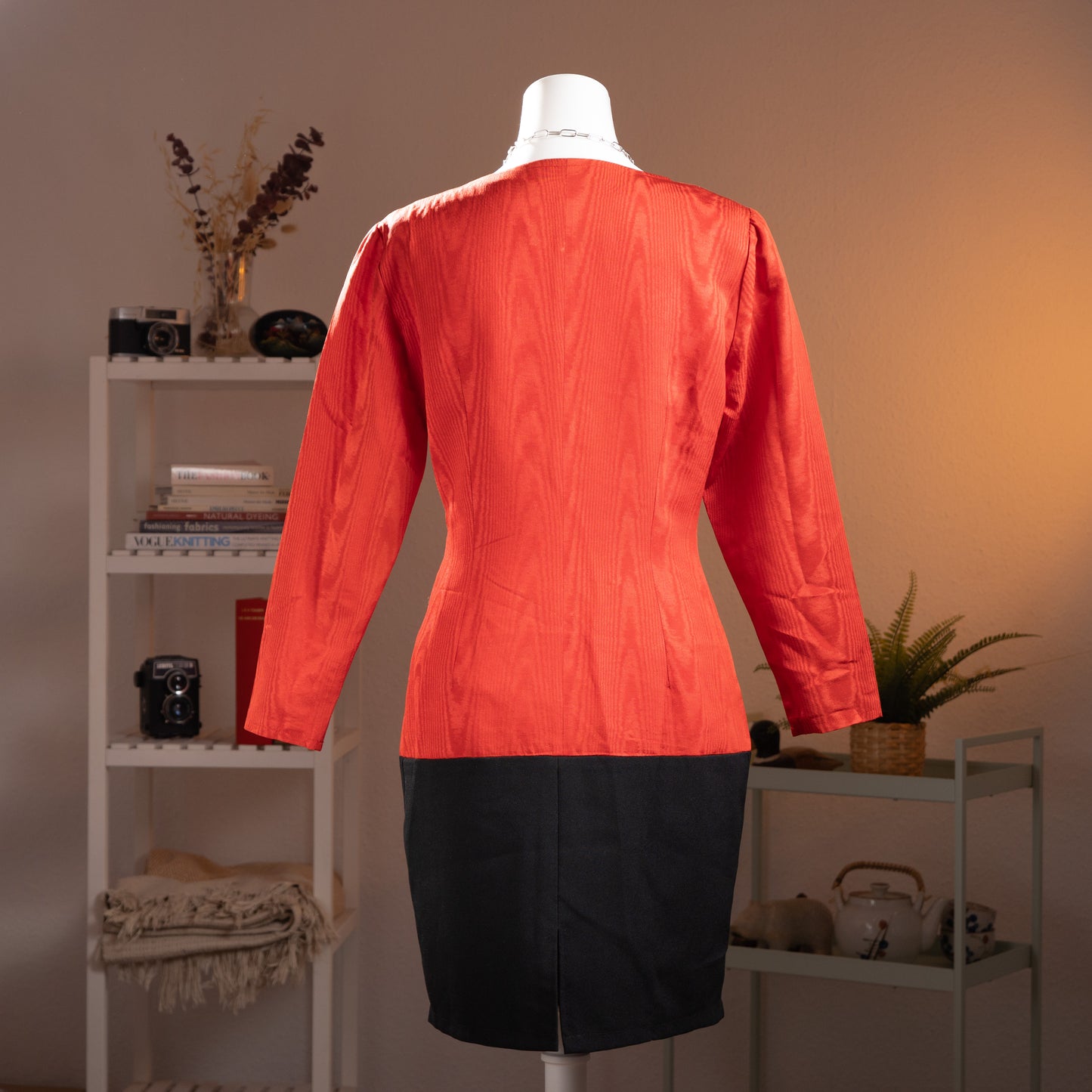 Archival Givenchy Boutique Dress 1980s Red Taffeta Moire Cabochon Jewel Buttons Dynasty Glamor Power Dress French Designer Size M US 10