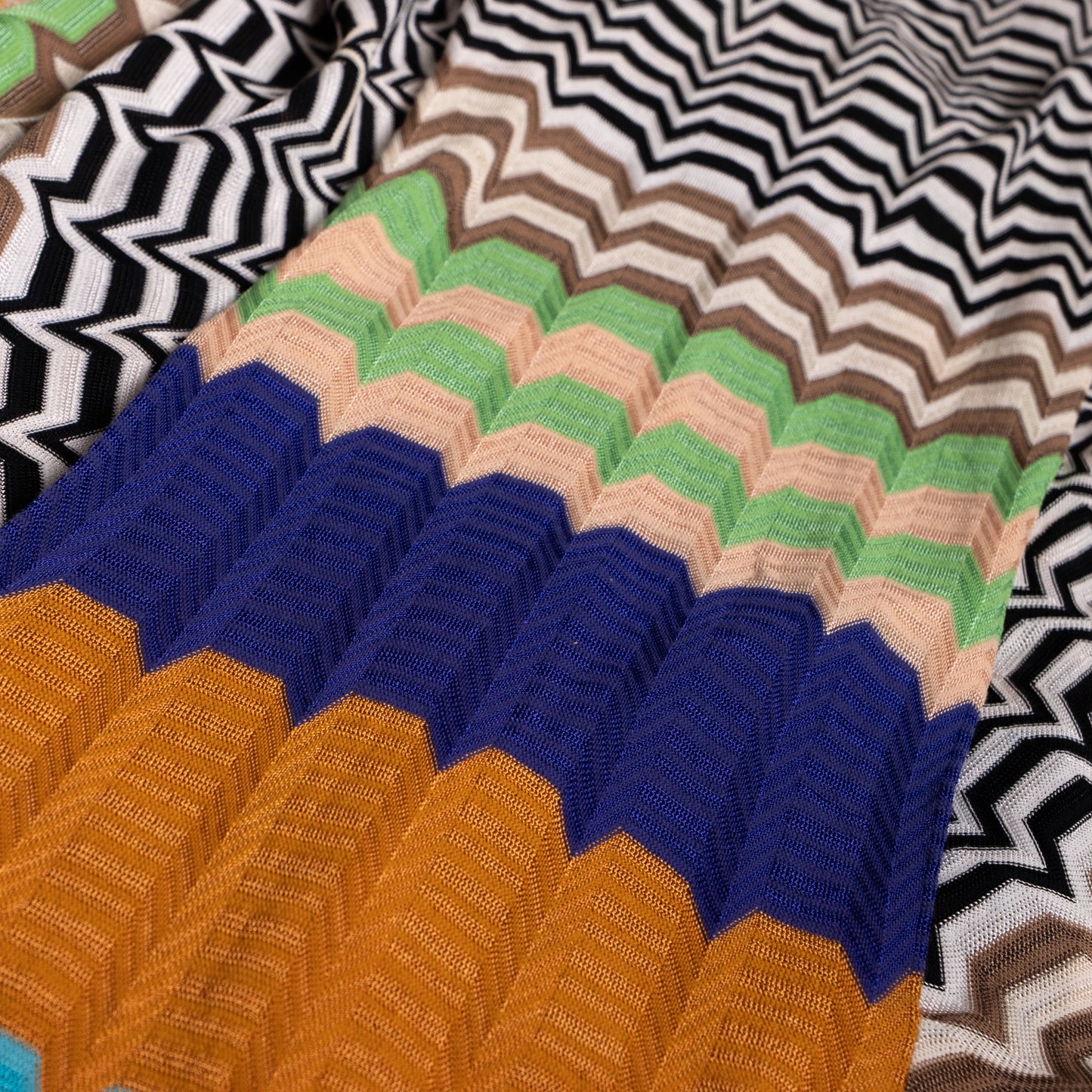 Archival Missoni Angela Missoni Era Chevron Knit Dress Color Block Optical Illusion Italian Y2K Fashion Sculpture Size M L