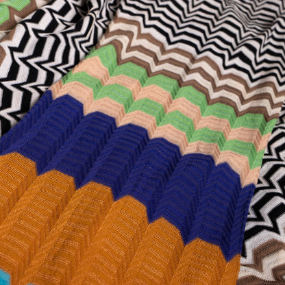 Archival Missoni Angela Missoni Era Chevron Knit Dress Color Block Optical Illusion Italian Y2K Fashion Sculpture Size M L