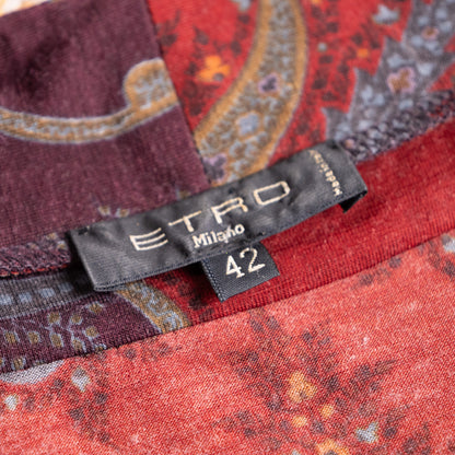 Archival ETRO Milano Paisley Wool Jersey Top 90s Heritage Print Made in Italy Size IT 42 S Curated Vintage