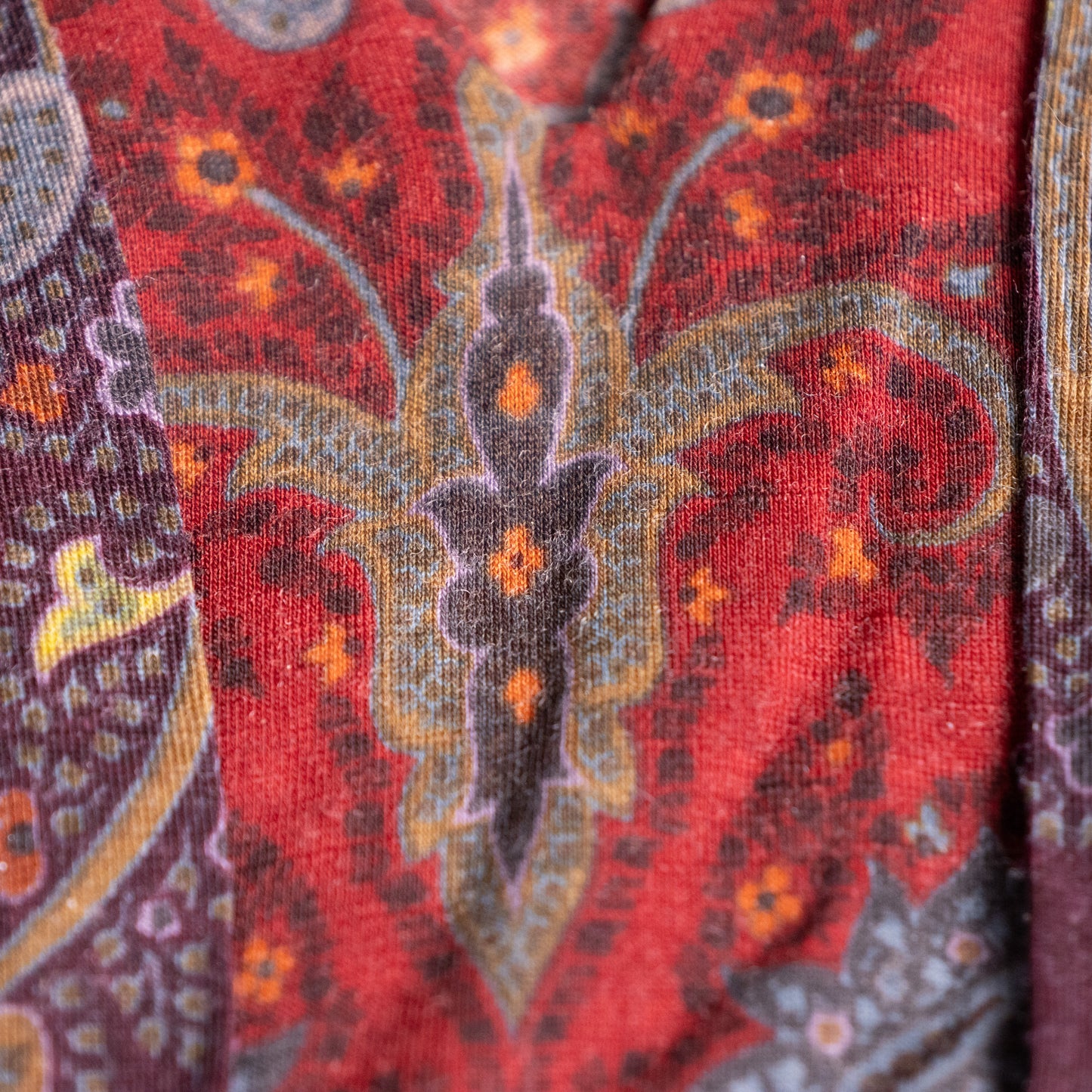 Archival ETRO Milano Paisley Wool Jersey Top 90s Heritage Print Made in Italy Size IT 42 S Curated Vintage