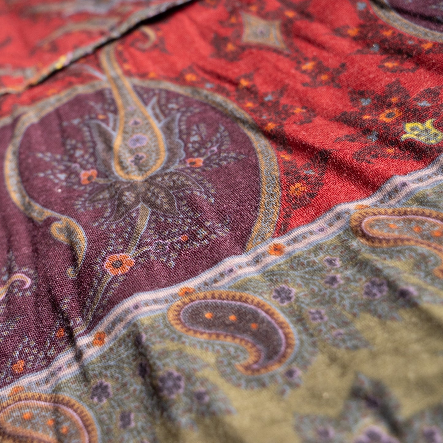 Archival ETRO Milano Paisley Wool Jersey Top 90s Heritage Print Made in Italy Size IT 42 S Curated Vintage
