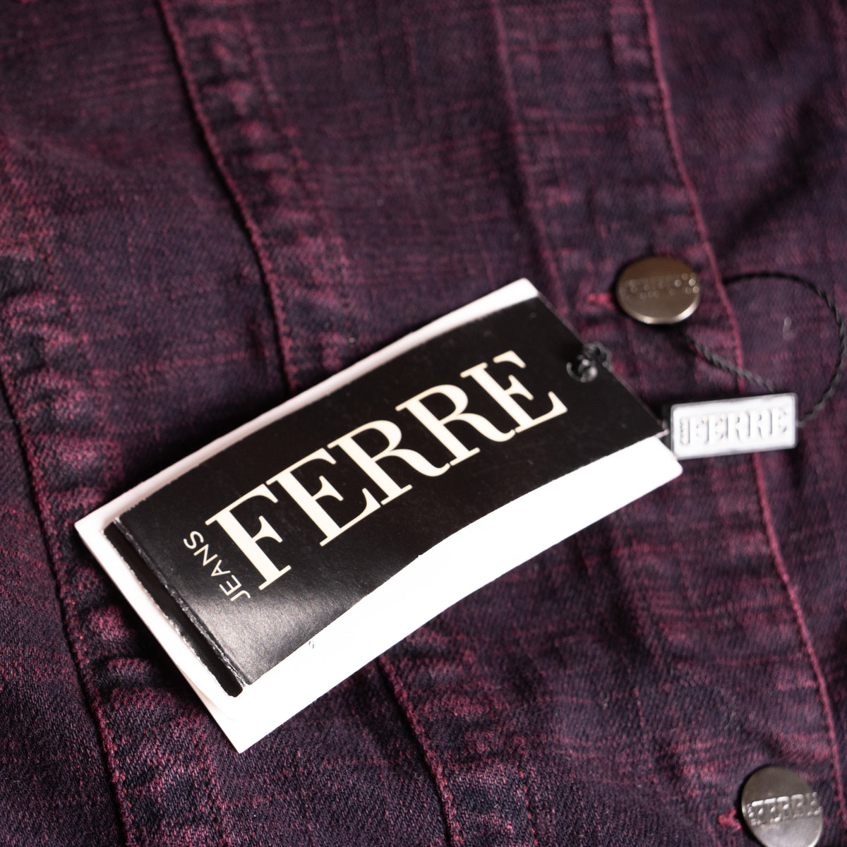 Archival Gianfranco Ferre Jeans Jacket NWT Deadstock Burgundy Denim Corset Back Y2K Ittierre Made in Italy Size M Fits XS S