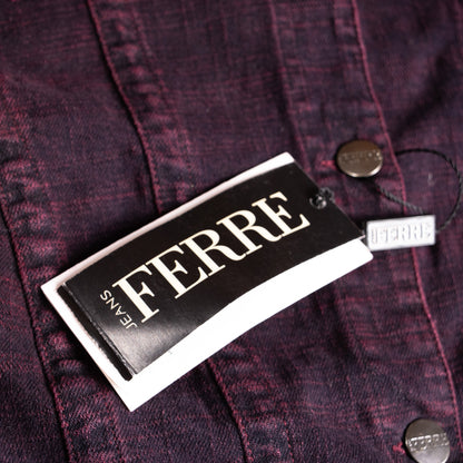 Archival Gianfranco Ferre Jeans Jacket NWT Deadstock Burgundy Denim Corset Back Y2K Ittierre Made in Italy Size M Fits XS S