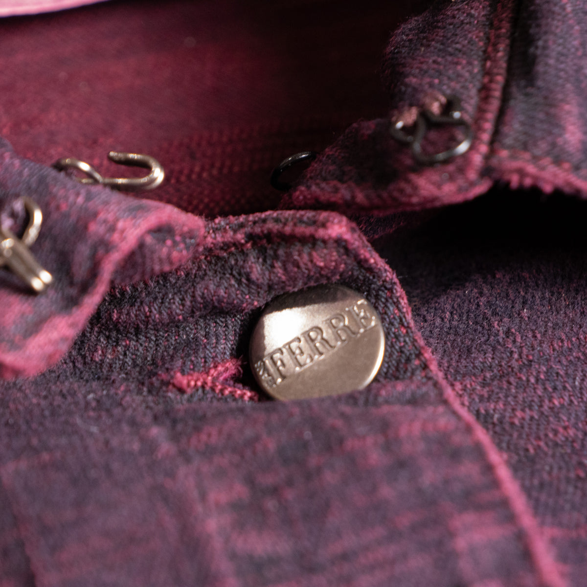 Archival Gianfranco Ferre Jeans Jacket NWT Deadstock Burgundy Denim Corset Back Y2K Ittierre Made in Italy Size M Fits XS S