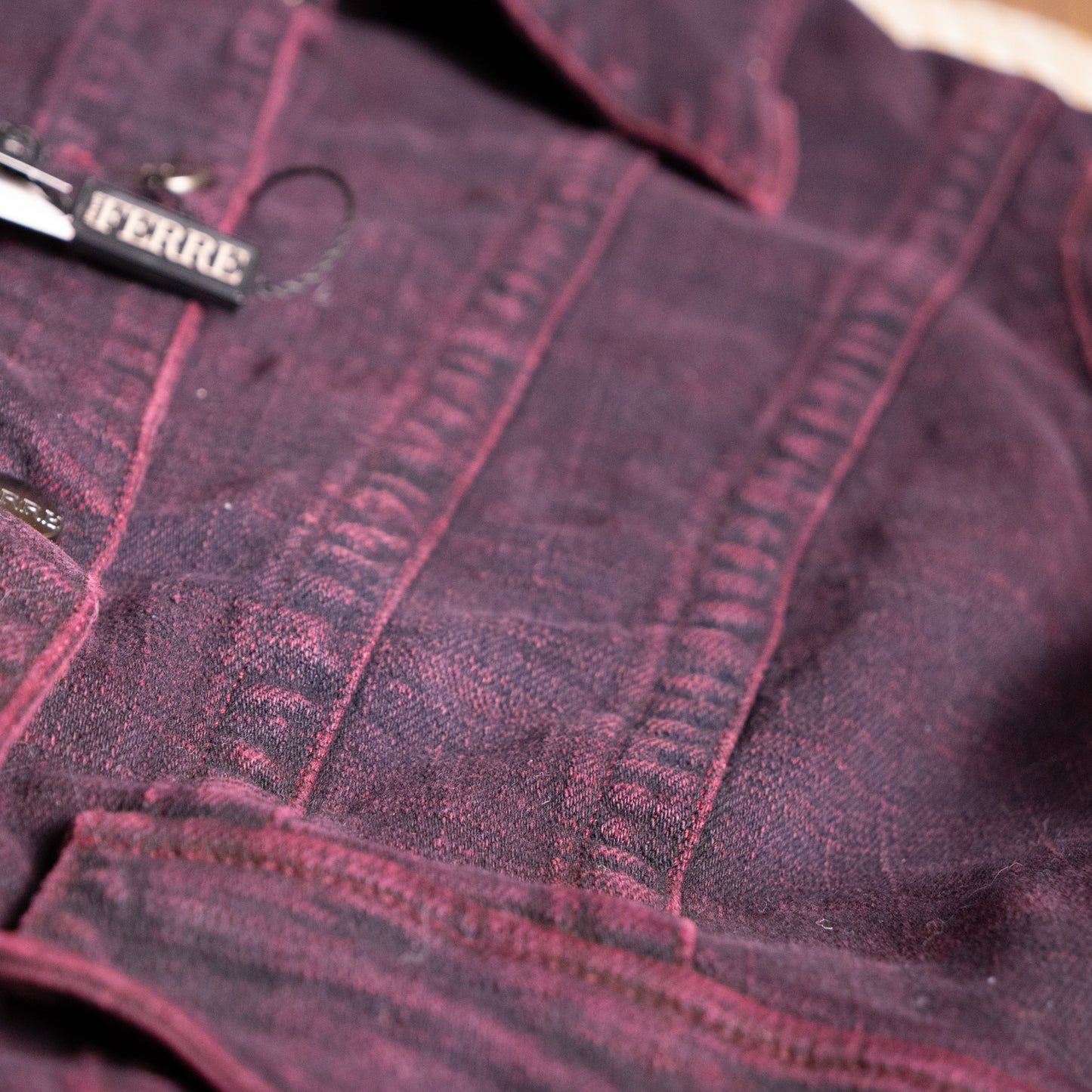 Archival Gianfranco Ferre Jeans Jacket NWT Deadstock Burgundy Denim Corset Back Y2K Ittierre Made in Italy Size M Fits XS S