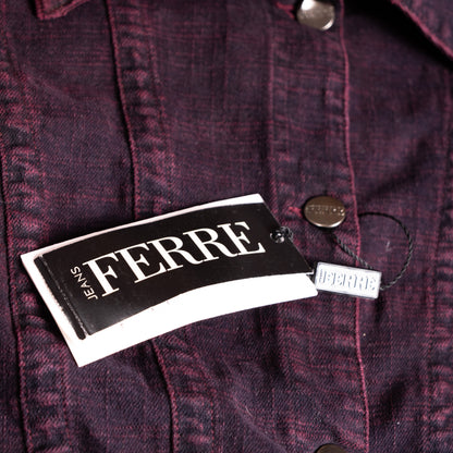 Archival Gianfranco Ferre Jeans Jacket NWT Deadstock Burgundy Denim Corset Back Y2K Ittierre Made in Italy Size M Fits XS S