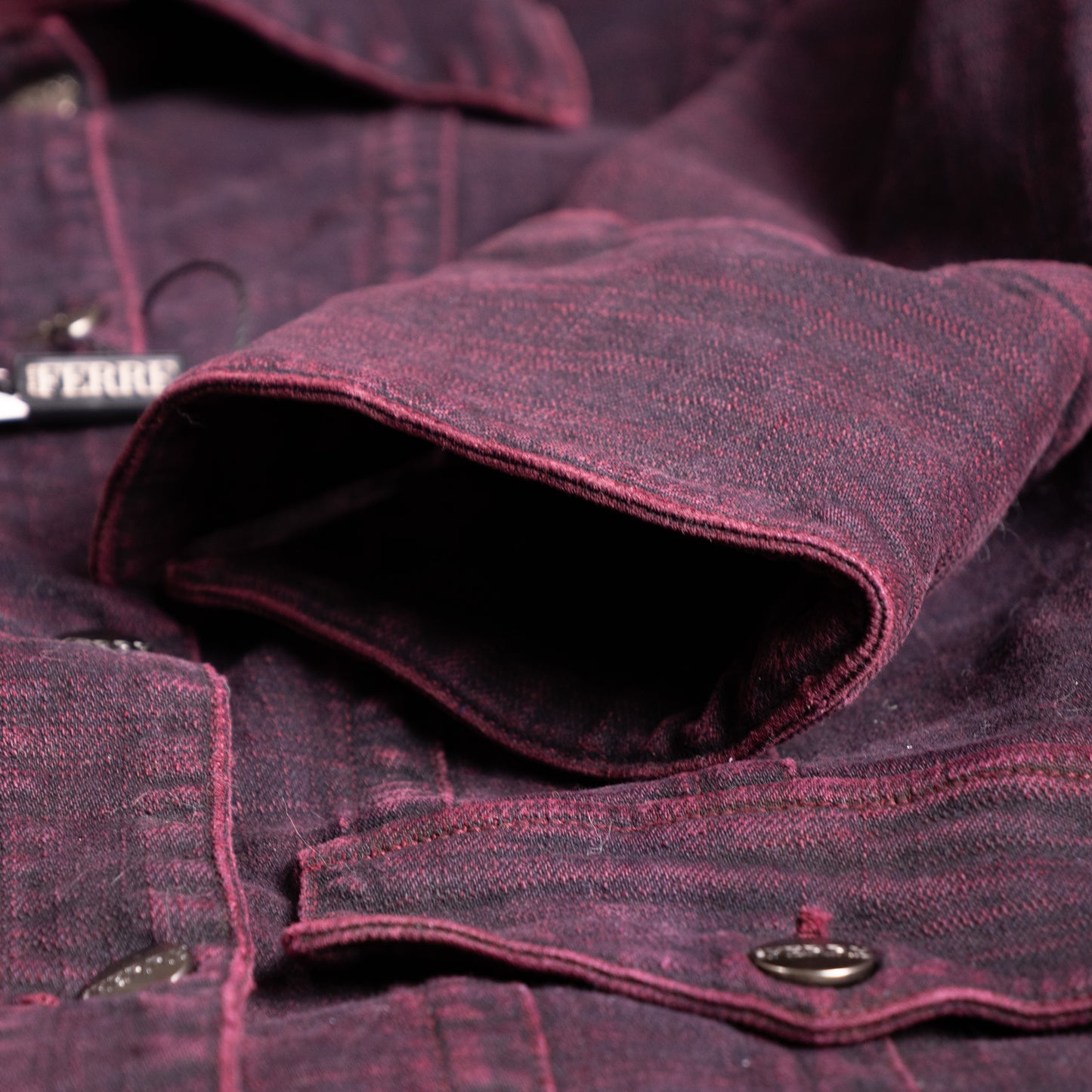 Archival Gianfranco Ferre Jeans Jacket NWT Deadstock Burgundy Denim Corset Back Y2K Ittierre Made in Italy Size M Fits XS S