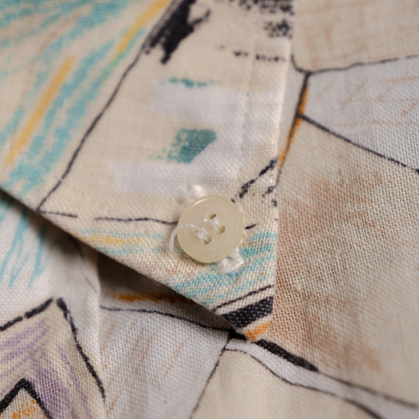 Archival Courrèges Paris Shirt 100% Linen Abstract Print 90s Modernist Avant Garde Unisex Oversized Fit L XL Museum Grade
