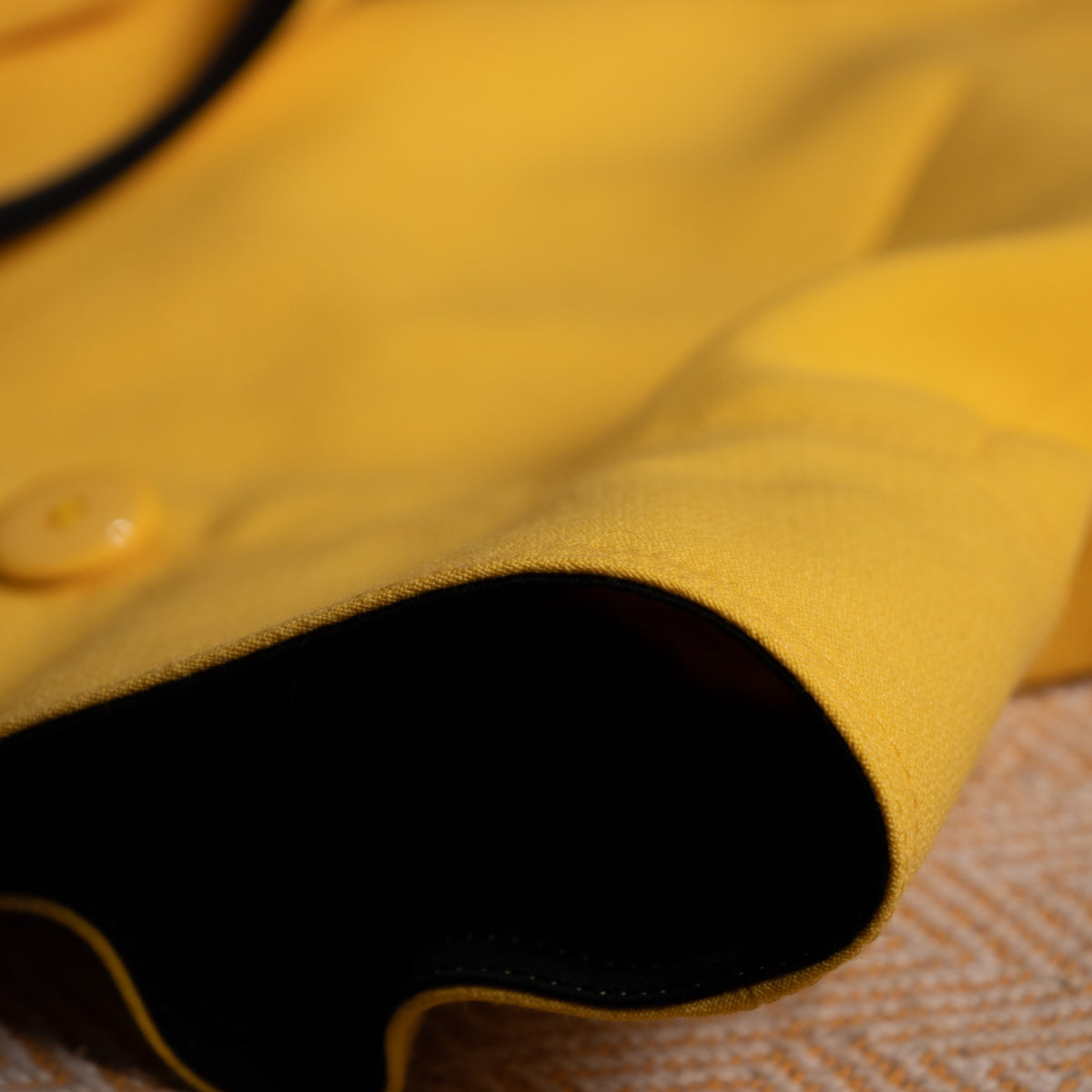 Archival Louis Feraud Paris Skirt Suit 80s Power Suit Canary Yellow Black Graphic NOS Deadstock West Germany Size XS S