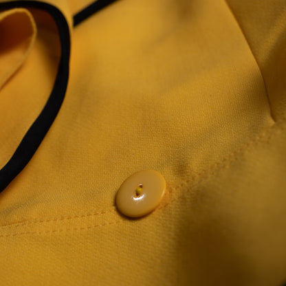 Archival Louis Feraud Paris Skirt Suit 80s Power Suit Canary Yellow Black Graphic NOS Deadstock West Germany Size XS S