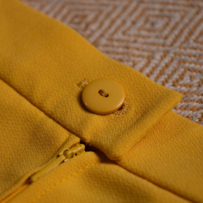 Archival Louis Feraud Paris Skirt Suit 80s Power Suit Canary Yellow Black Graphic NOS Deadstock West Germany Size XS S