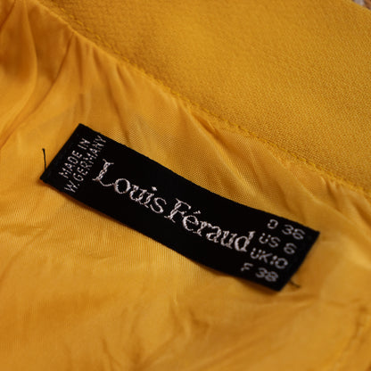 Archival Louis Feraud Paris Skirt Suit 80s Power Suit Canary Yellow Black Graphic NOS Deadstock West Germany Size XS S