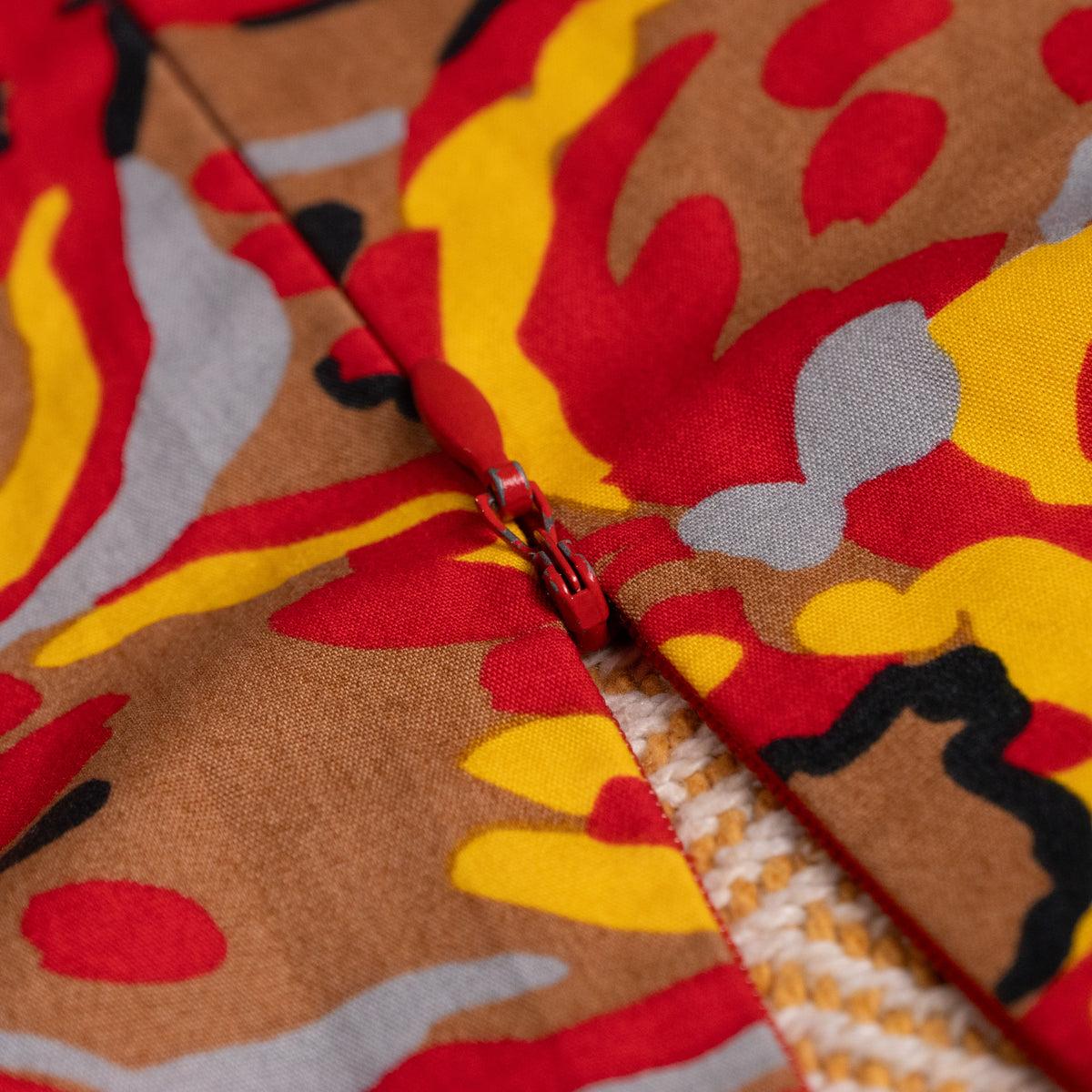 Pierre Balmain Paris Vintage Dress 1970s Deadstock New Old Stock 100% Cotton French Luxury Red Yellow Abstract Print High-End Curator Find M