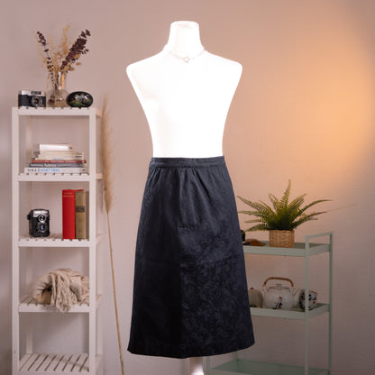 Archival Loris Azzaro Paris 80s Power Suit Two Piece Skirt Set NOS Museum Quality Black Cotton Jacquard Size L