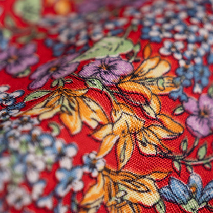 Archival Nina Ricci NOS Shirt 90s Floral Print Red Unisex Deadstock Museum Quality Dandy Androgynous Style Size M L