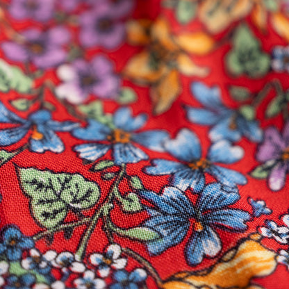 Archival Nina Ricci NOS Shirt 90s Floral Print Red Unisex Deadstock Museum Quality Dandy Androgynous Style Size M L