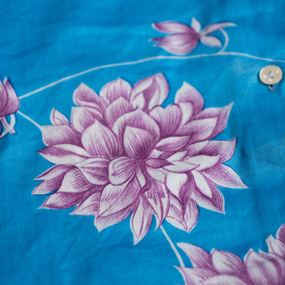 Archival 1973 Emilio Pucci Florence Unisex Womens Mens Shirt Azure Floral Cotton Vintage 70s M