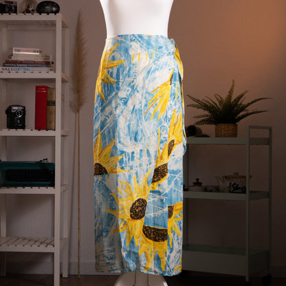 Archival Iceberg SS 1994 Runway Linen Set Vest Wrap Skirt Sunflower Weather Chart Pop Art Gilmar Vintage Grails Museum Piece 90s Couture