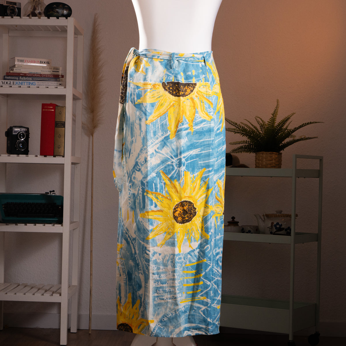 Archival Iceberg SS 1994 Runway Linen Set Vest Wrap Skirt Sunflower Weather Chart Pop Art Gilmar Vintage Grails Museum Piece 90s Couture