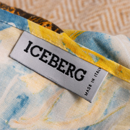 Archival Iceberg SS 1994 Runway Linen Set Vest Wrap Skirt Sunflower Weather Chart Pop Art Gilmar Vintage Grails Museum Piece 90s Couture