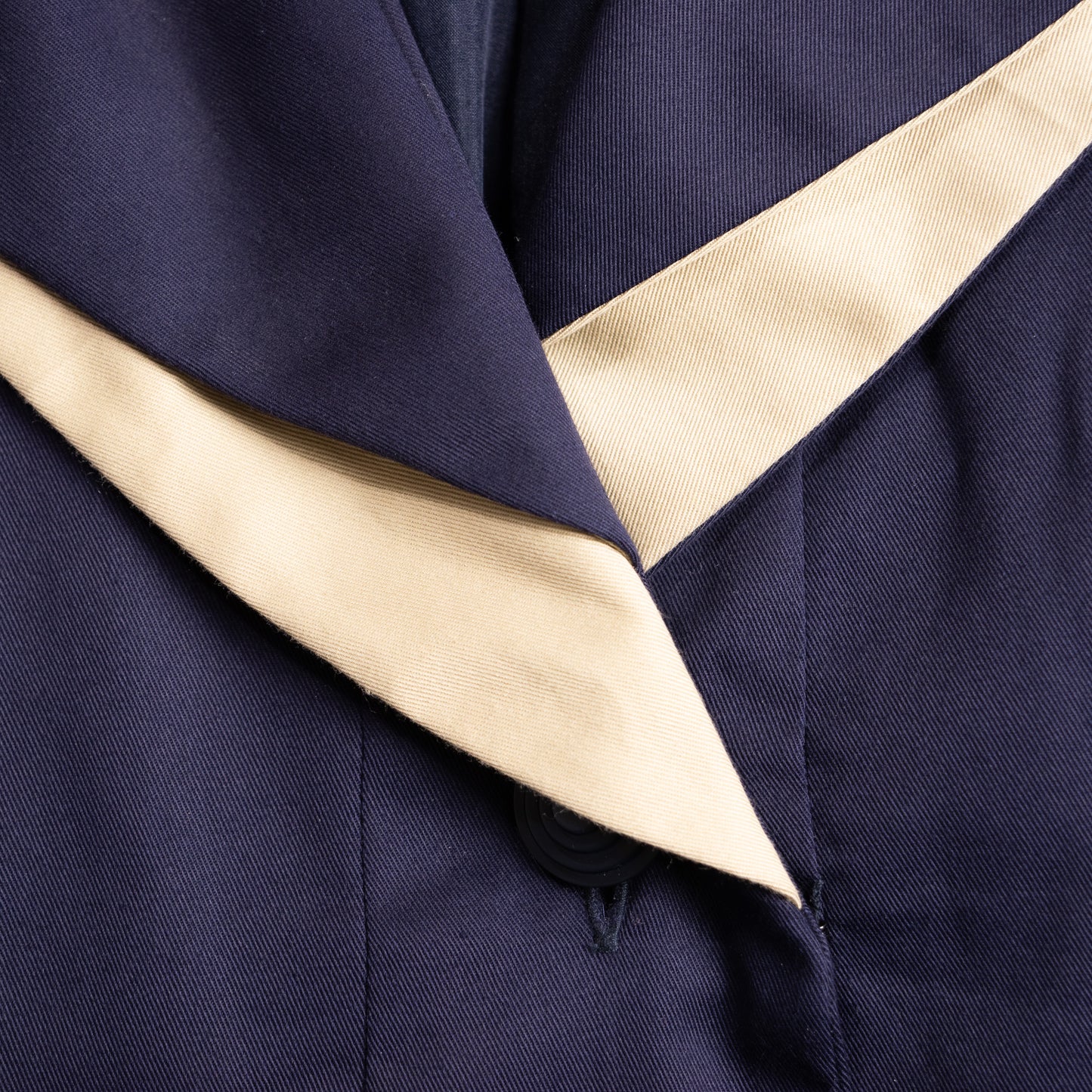 Archival Karl Lagerfeld Paris Dress Made in France 1980s Colorblock Trench Gabardine Two Tone Geometric Lapel Designer Grails Museum M L