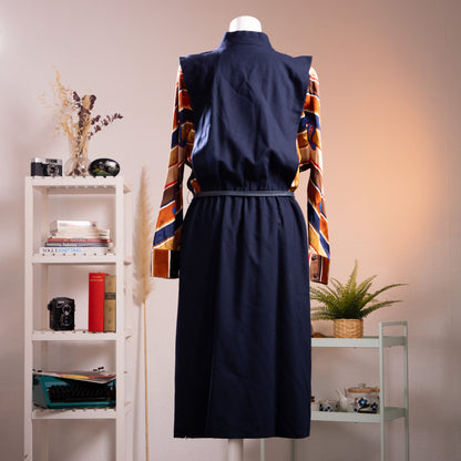 Archival Karl Lagerfeld Impression Dress 1974 Debut Mainline Trompe l’Oeil Wool Crepe Heavy Silk Twill Geometric Paisley Midi Grails S M