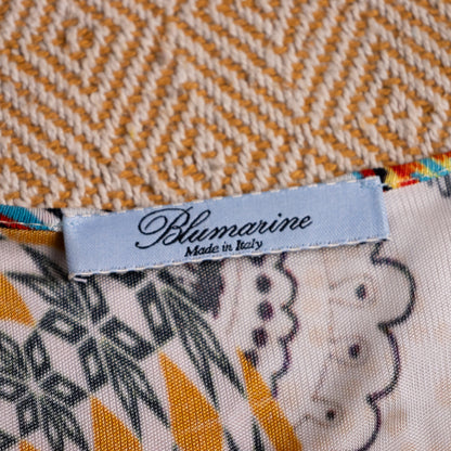 Archival Blumarine SS 2004 Jeweled Print Dress Anna Molinari Turquoise Crystal Cabochon 100% Rayon Jersey Trompe l’Oeil Boho Midi Grails S-L
