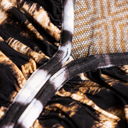 Archival JUST CAVALLI  2000s Animal Print Mesh Hybrid Dress - Size S (IT 44) - Made in Italy