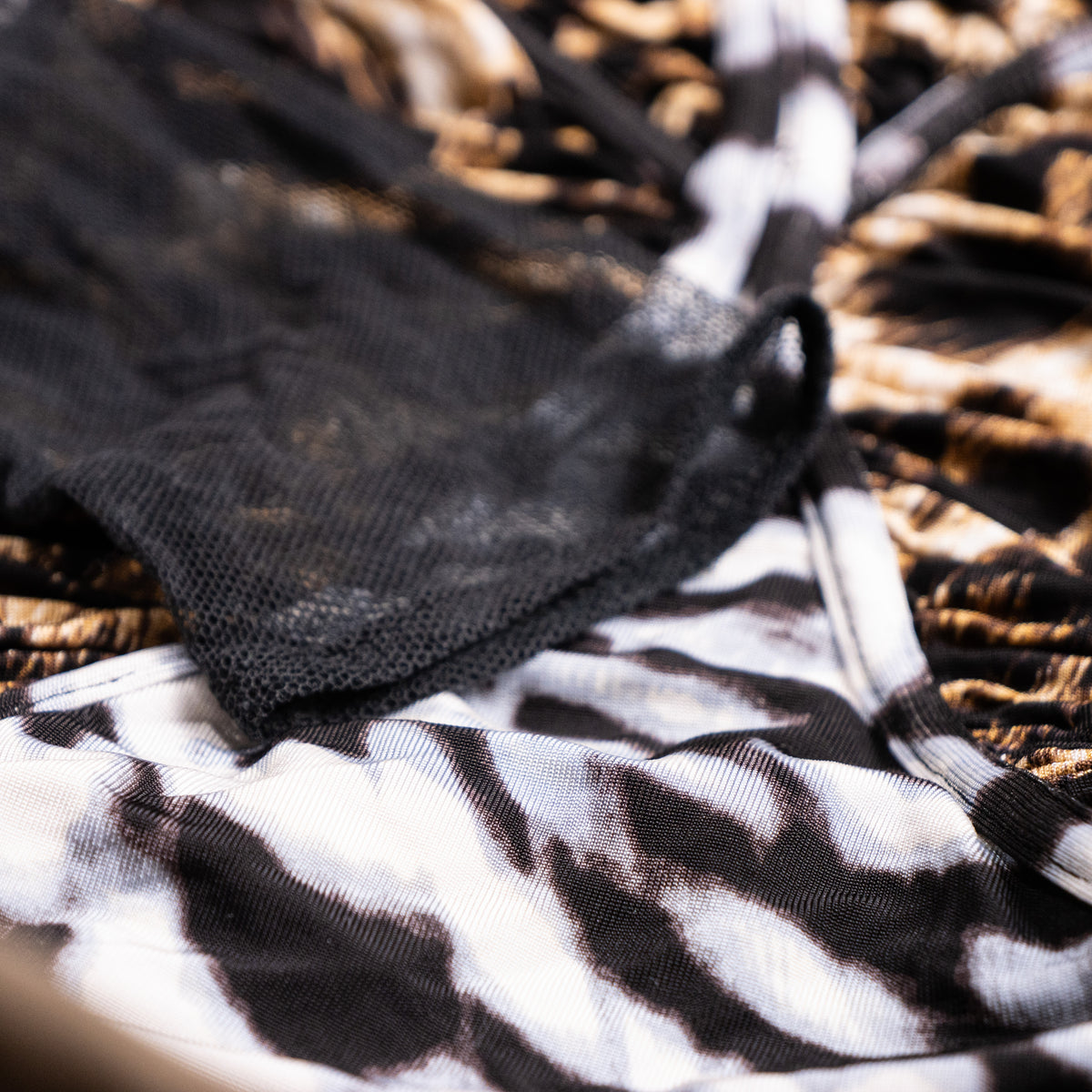 Archival JUST CAVALLI  2000s Animal Print Mesh Hybrid Dress - Size S (IT 44) - Made in Italy