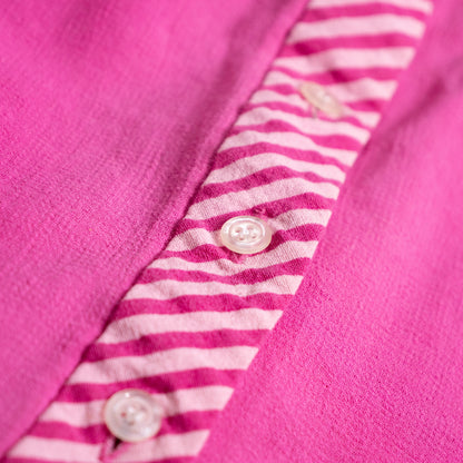 Archival Lanvin Boutique Candy-Stripe Raw Cotton Blend Cropped Blouse S M – c. 1980s