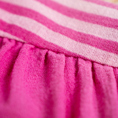 Archival Lanvin Boutique Candy-Stripe Raw Cotton Blend Cropped Blouse S M – c. 1980s