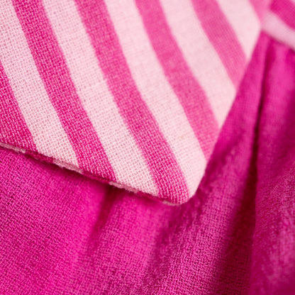 Archival Lanvin Boutique Candy-Stripe Raw Cotton Blend Cropped Blouse S M – c. 1980s