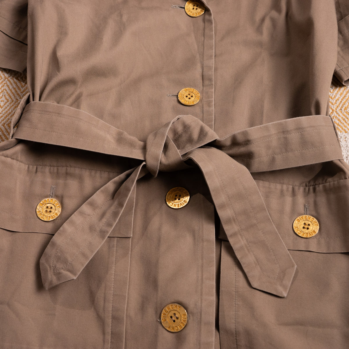 Archival Boutiques Givenchy Cotton Safari Trench Dress — 1980s Made in France NOS S