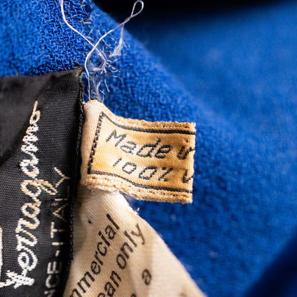 Archival Salvatore Ferragamo Scalloped Wool Dress – Iconic Logo Buttons – Circa 1980 Italy XS S